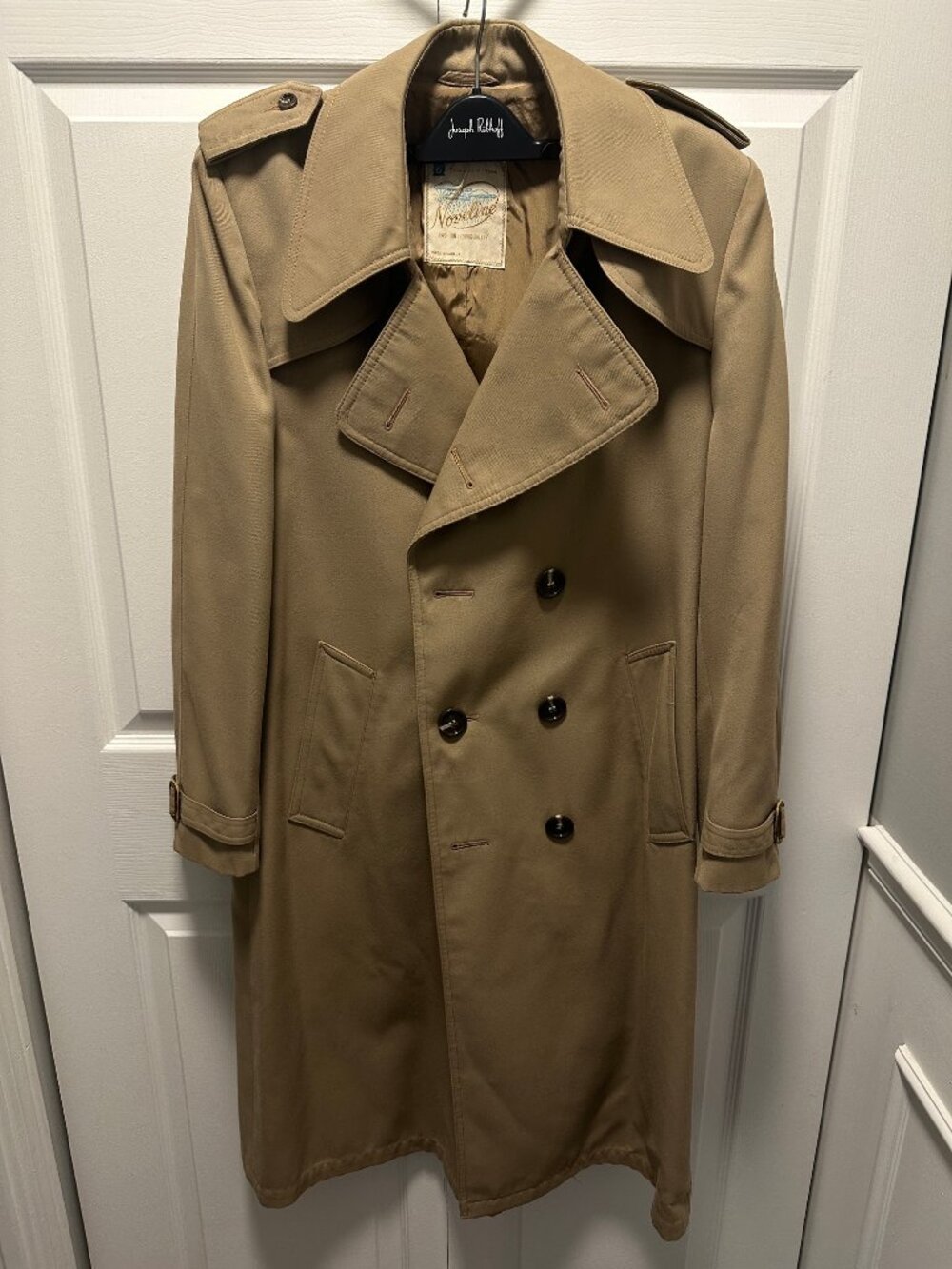 38 full length Beige classic trench coat from around 1984